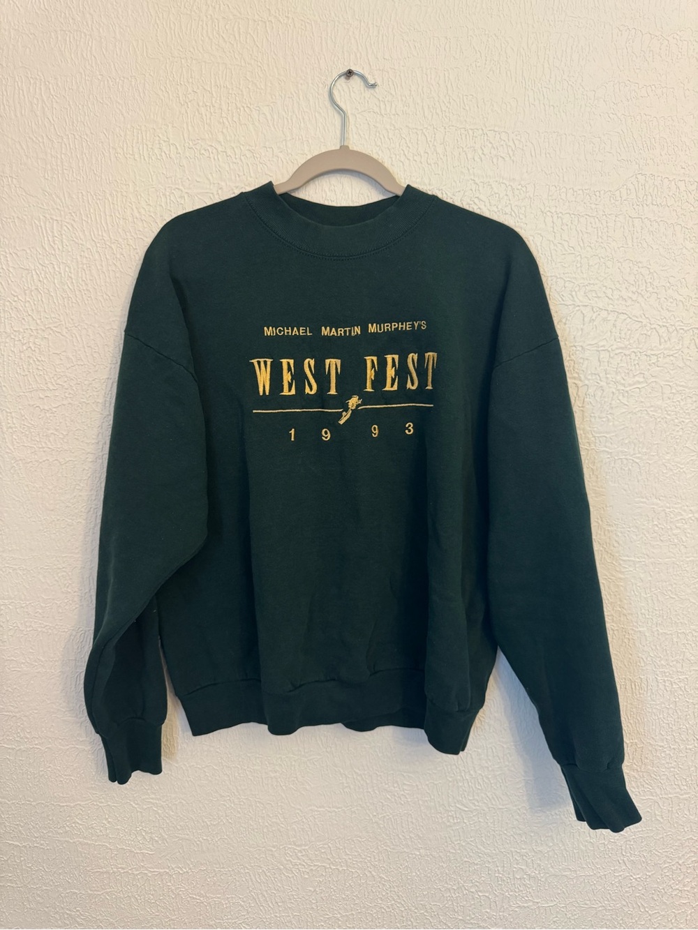 Fruit of the Loom Dark Green Crewneck Sweatshirt with Gold West Fest Graphic